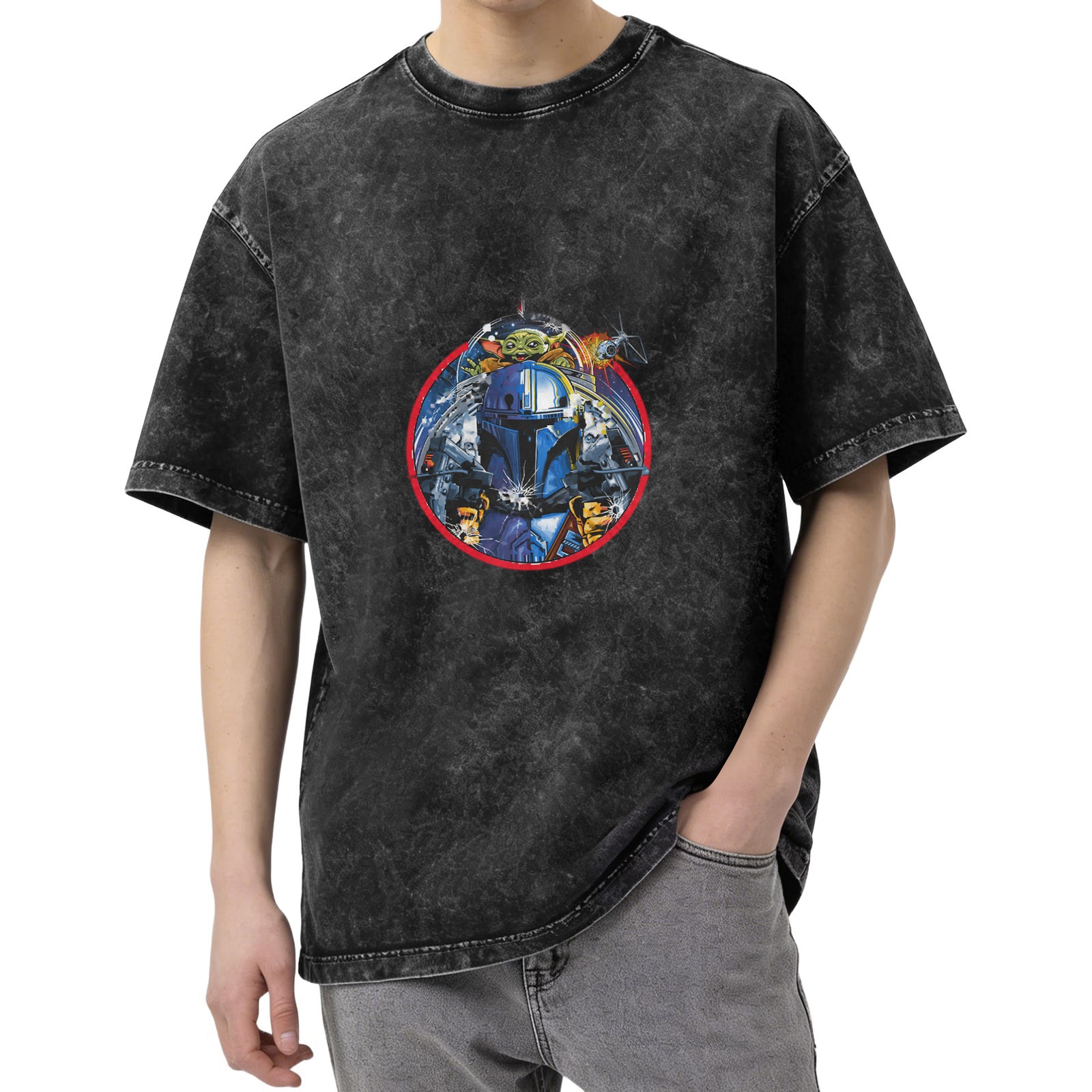 Star Wars The Mandalorian Grogu Graphic Vintage Wash T-Shirt