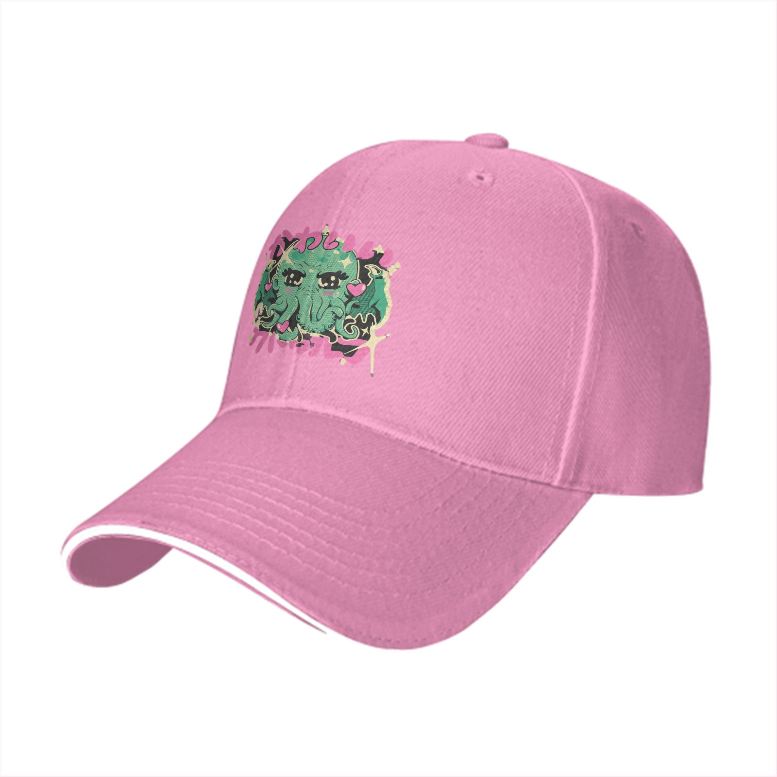 Black baseball cap with cute anime-style Cthulhu graphic