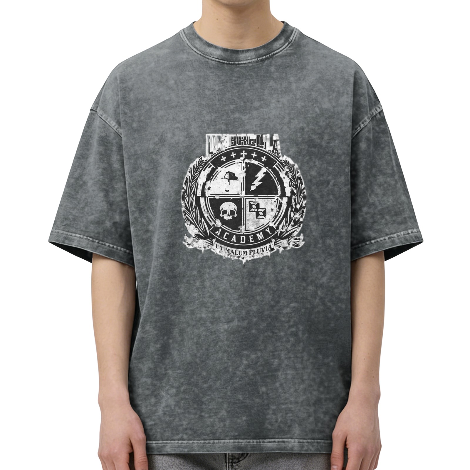 The Umbrella Academy Graphic Print Stone Wash Oversized T-shirt