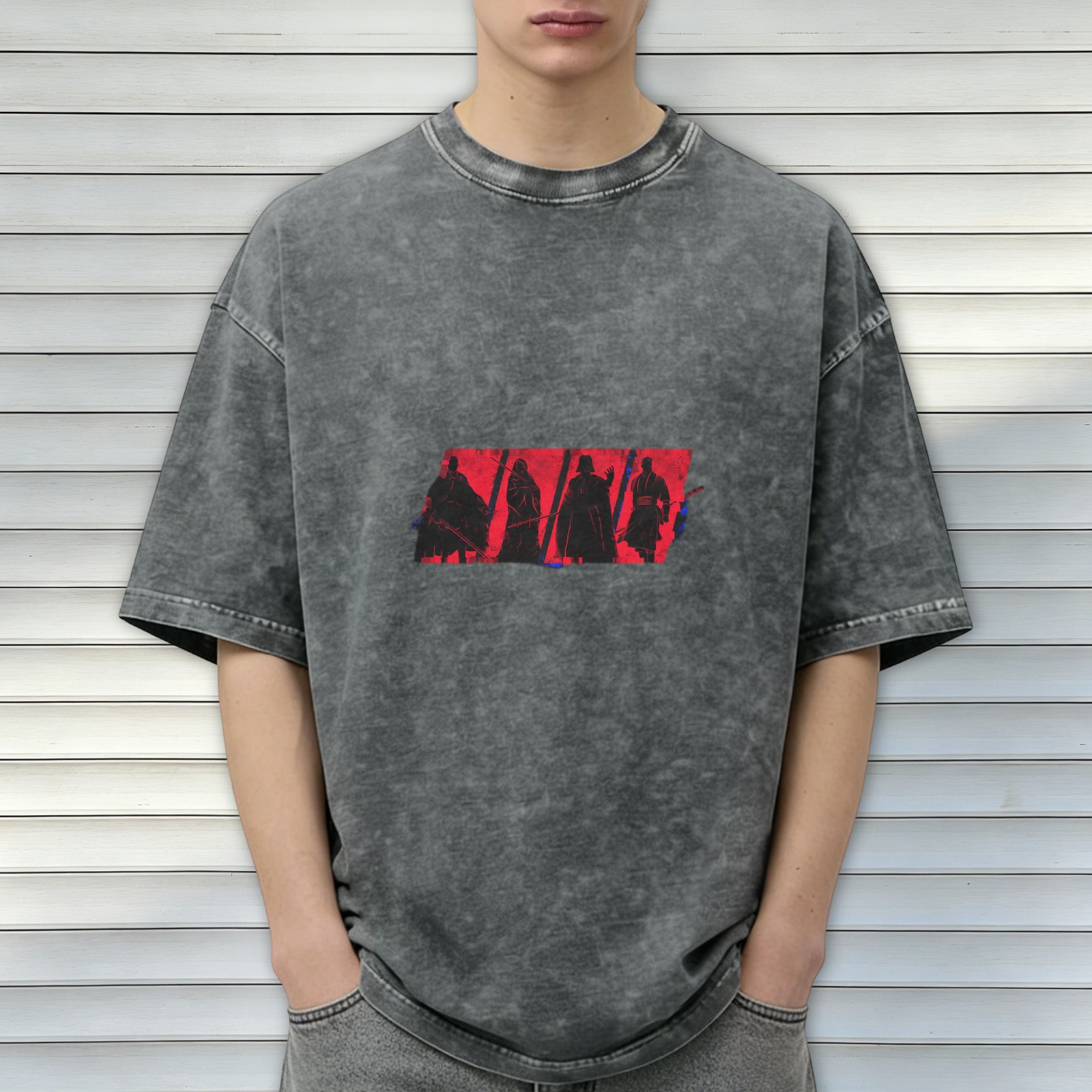 Star Wars Sith Lords Silhouette Graphic Oversized Stone Wash T-Shirt