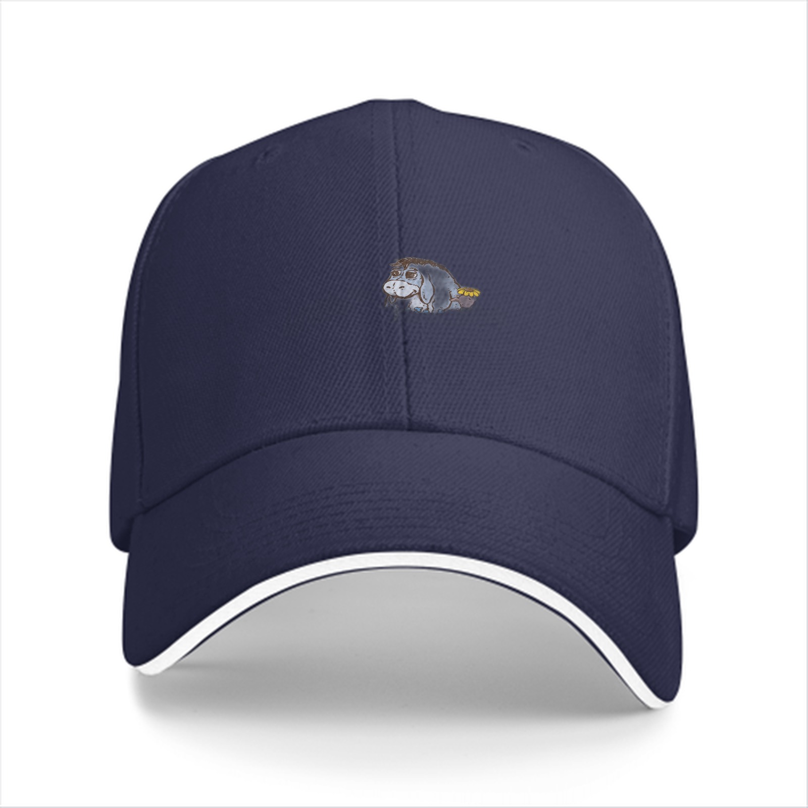 Black Baseball Cap With Small Eeyore Donkey Embroidery