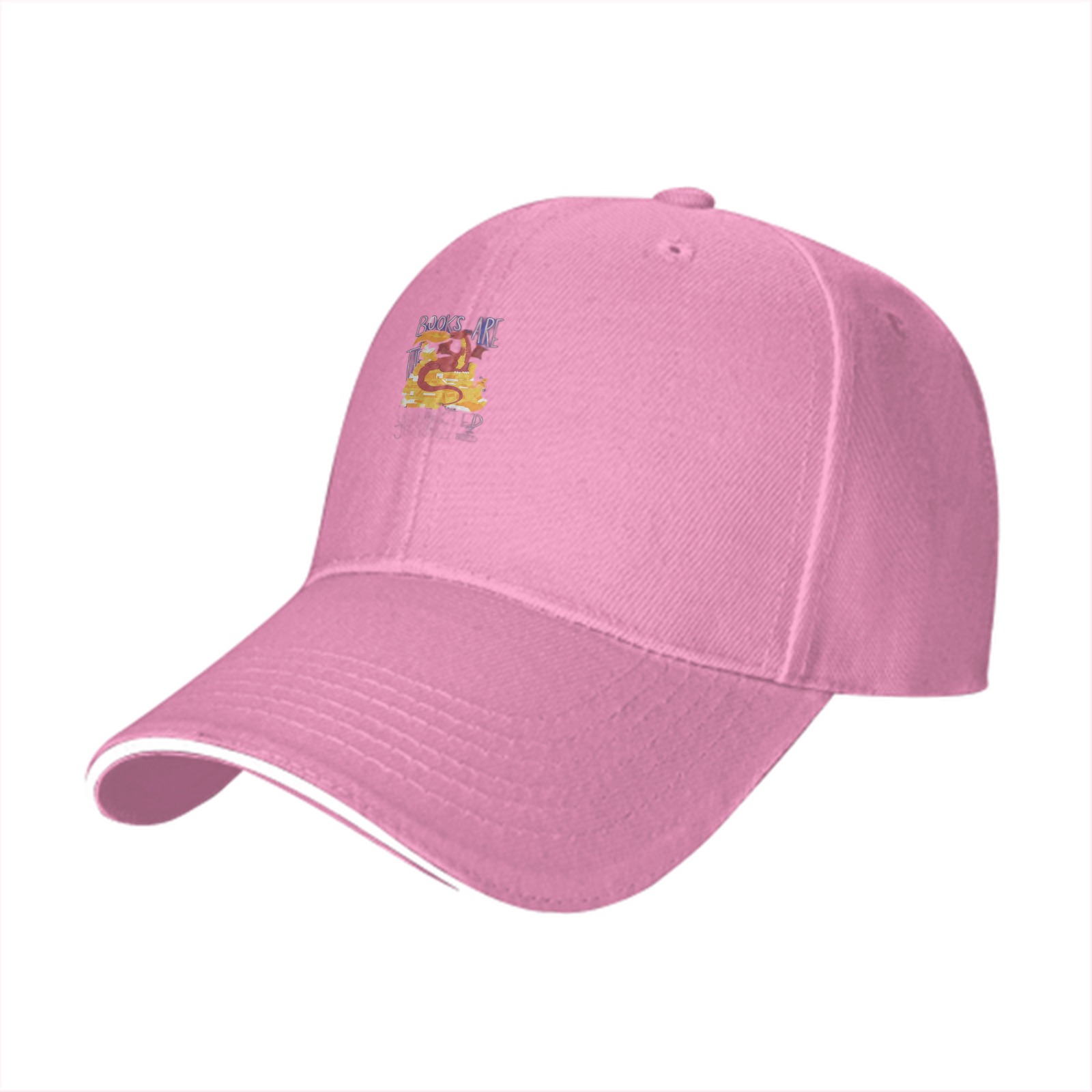 Black baseball cap with 'Books Are Treasure' dragon graphic