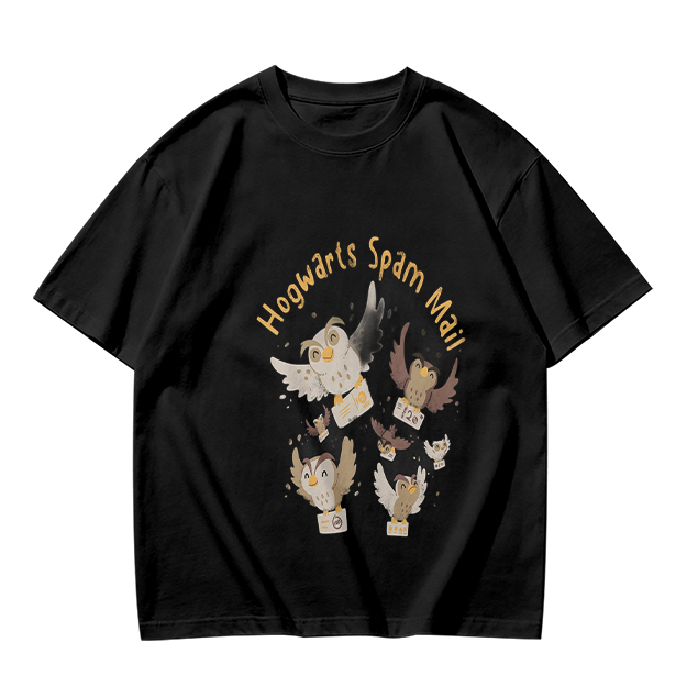 Olive t-shirt with Hogwarts Spam Mail owl graphic print