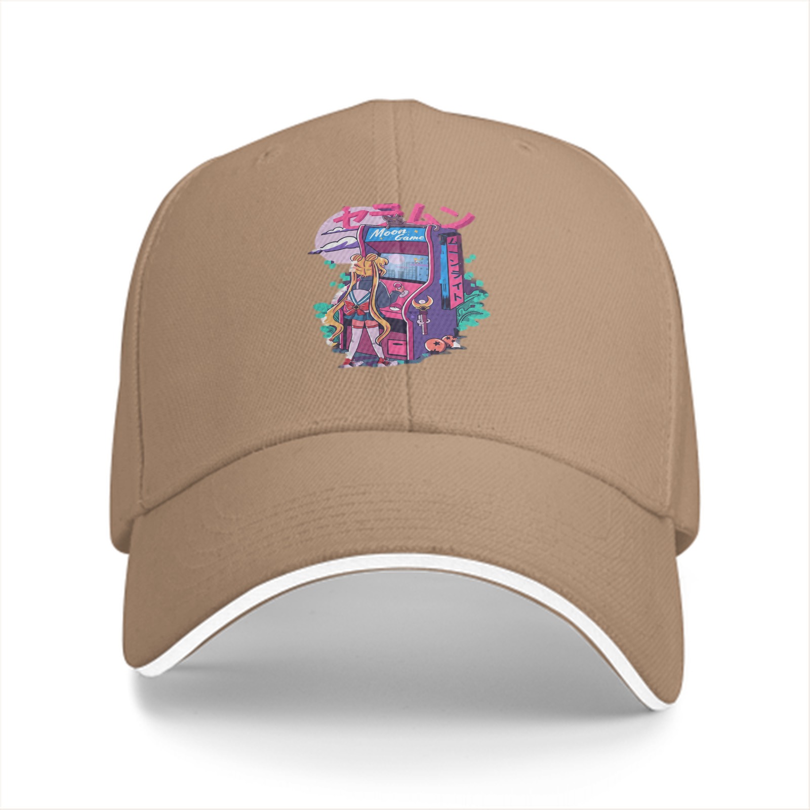 Black Baseball Cap With Anime Arcade Game Graphic