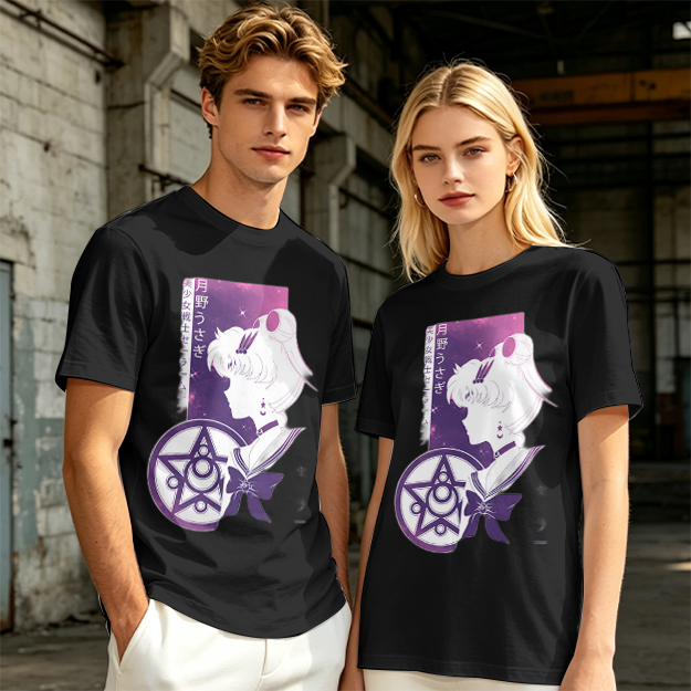 Olive T-shirt with Sailor Moon Anime Silhouette Graphic