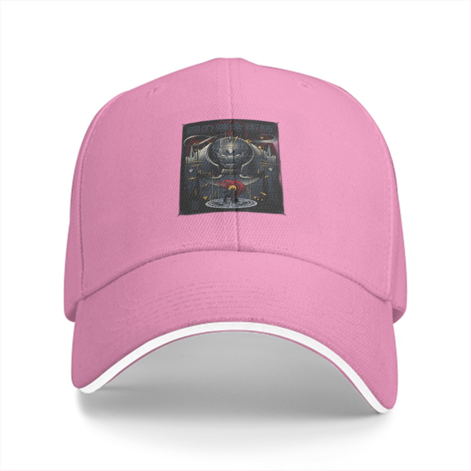 Black Baseball Cap With Sci-Fi Robot Graphic Print