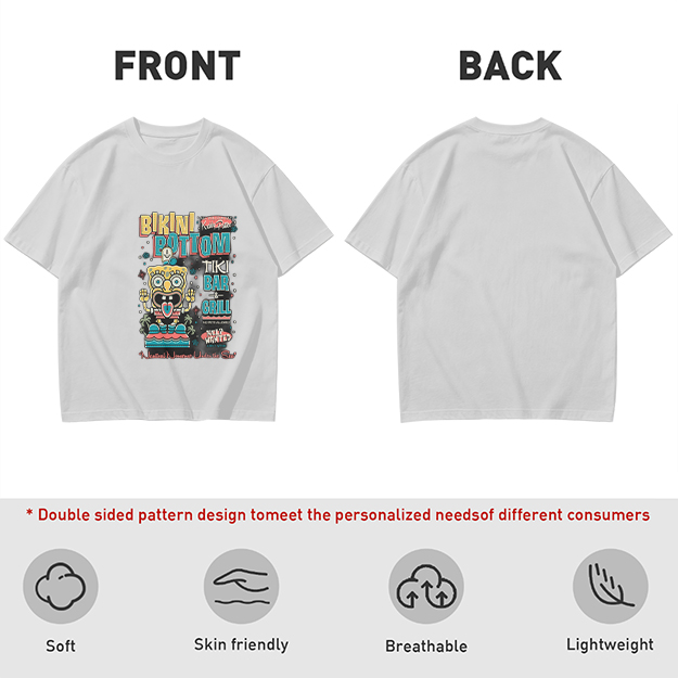 Olive T-Shirt with Bikini Bottom Tiki Bar Spongebob Graphic