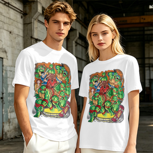 Olive Green Teenage Mutant Ninja Turtles Group Graphic T-Shirt