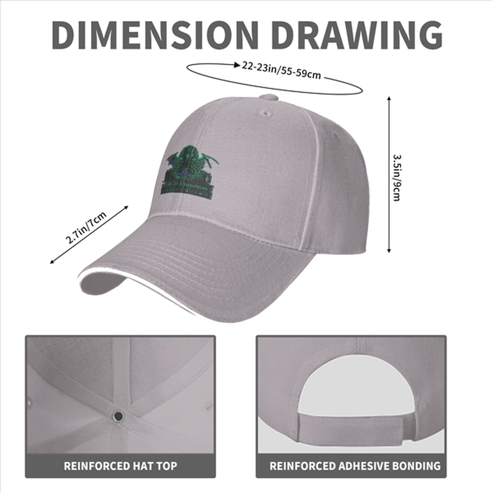 Black Baseball Cap With Cthulhu 'Call of Christmas' Graphic