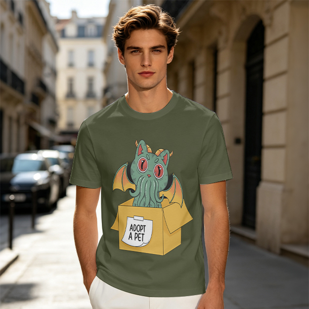 Adopt a Pet Cthulhu Cat Monster Graphic T-Shirt