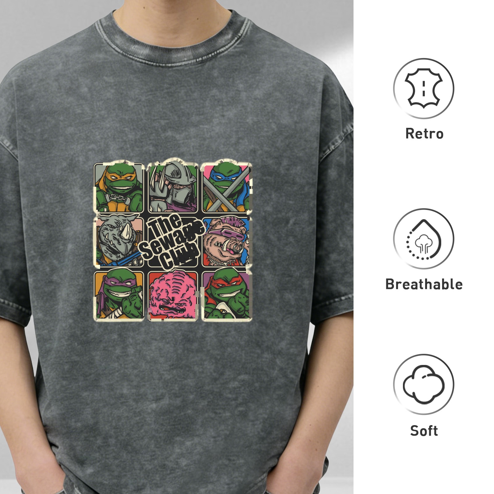 Vintage Teenage Mutant Ninja Turtles The Sewage Club Graphic T-Shirt