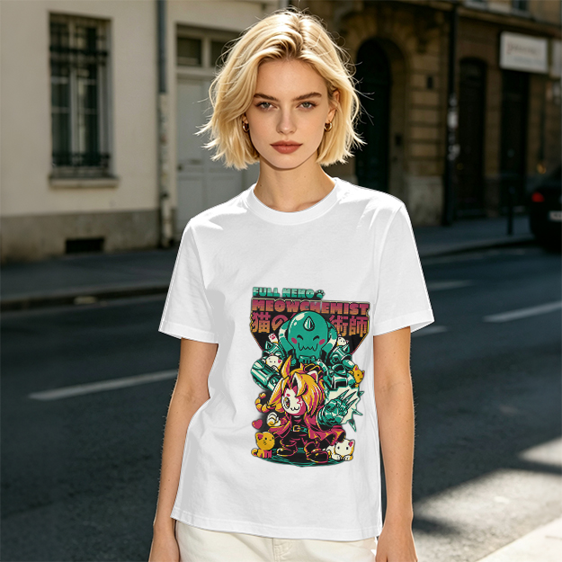 Full Neko Meowchemist Anime Graphic T-Shirt Design