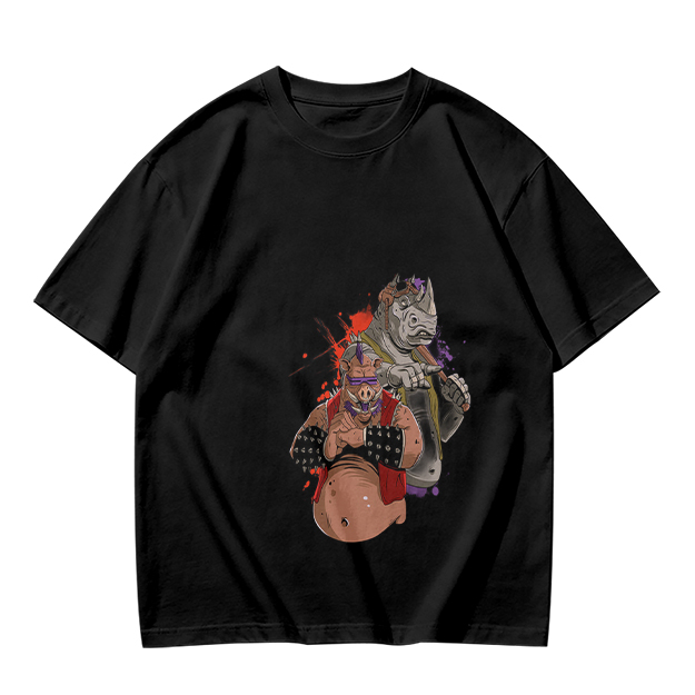 Olive Green T-Shirt with Bebop and Rocksteady Graphic Print