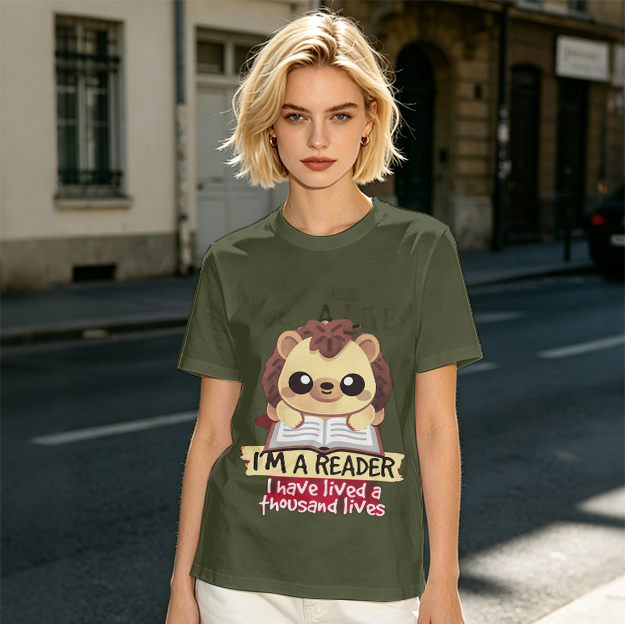 Hedgehog Reading Book I'm A Reader Thousand Lives T-Shirt