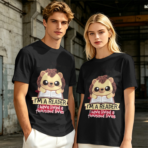Hedgehog Reading Book I'm A Reader Thousand Lives T-Shirt