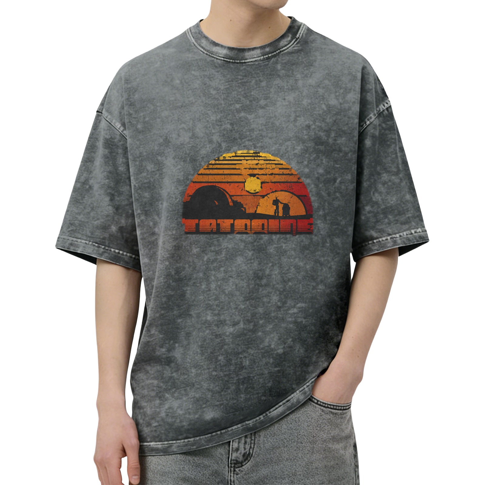 Star Wars Tatooine Sunset Graphic Vintage Wash T-Shirt