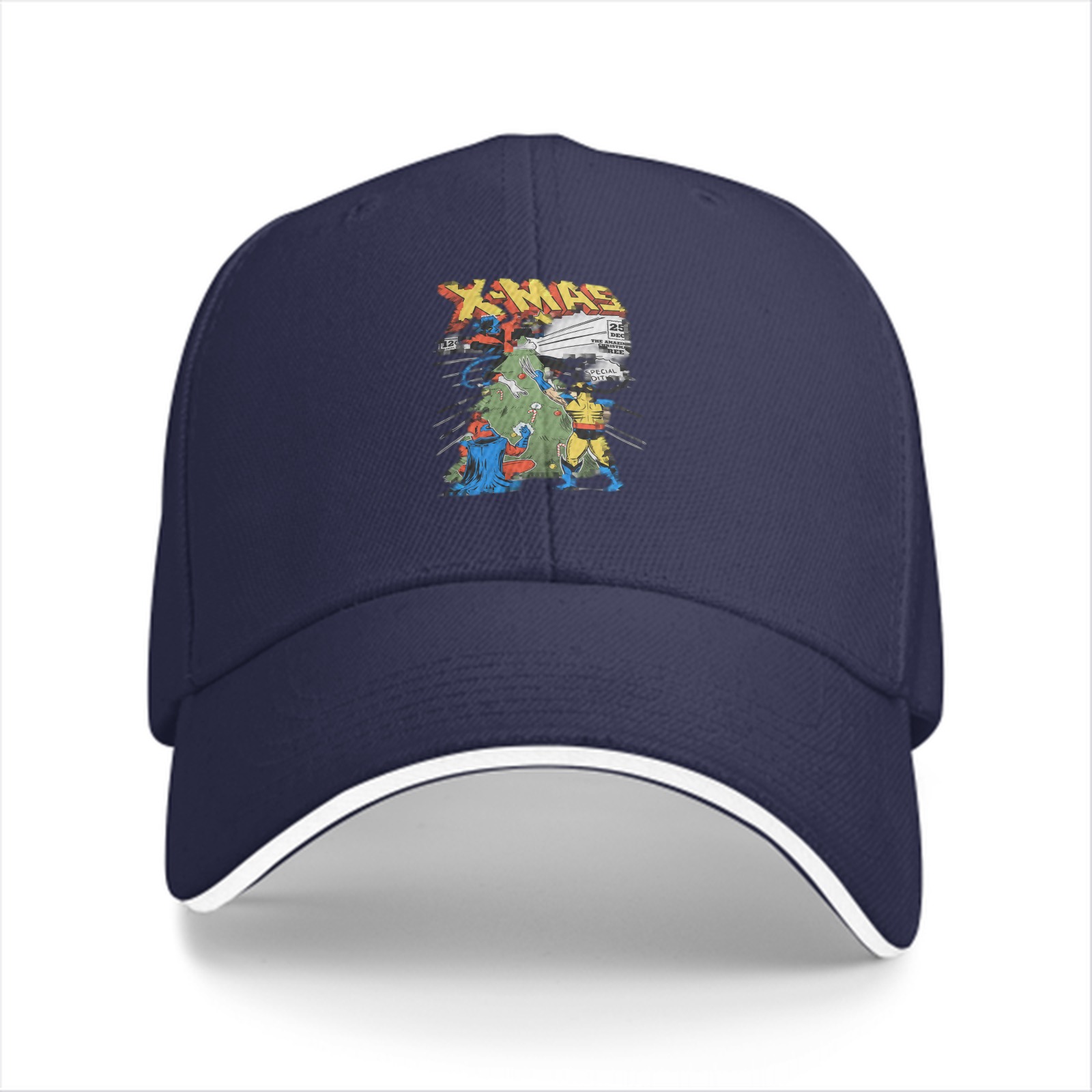 Black baseball cap with X-Men X-Mas Christmas tree graphic