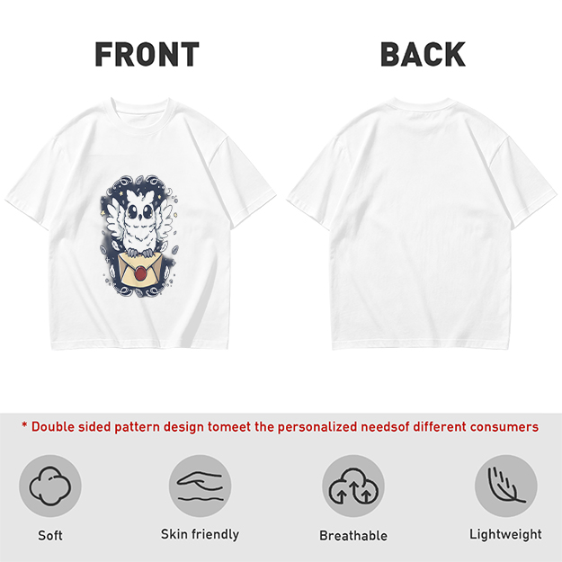 Owl with Envelope and Celestial Details Graphic T-Shirt