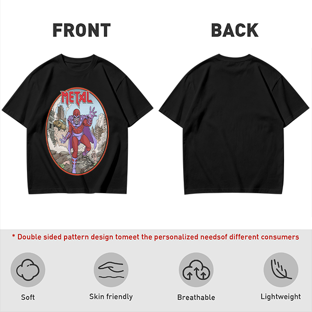 Olive T-shirt with Magneto Metal Comic Art Print