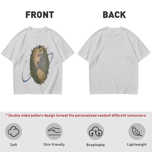 Olive Green T-Shirt With Distorted Earth Graphic Print