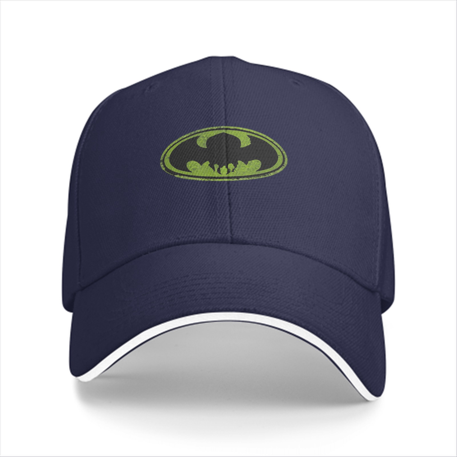 Black Baseball Cap with Distressed Green Batman Logo