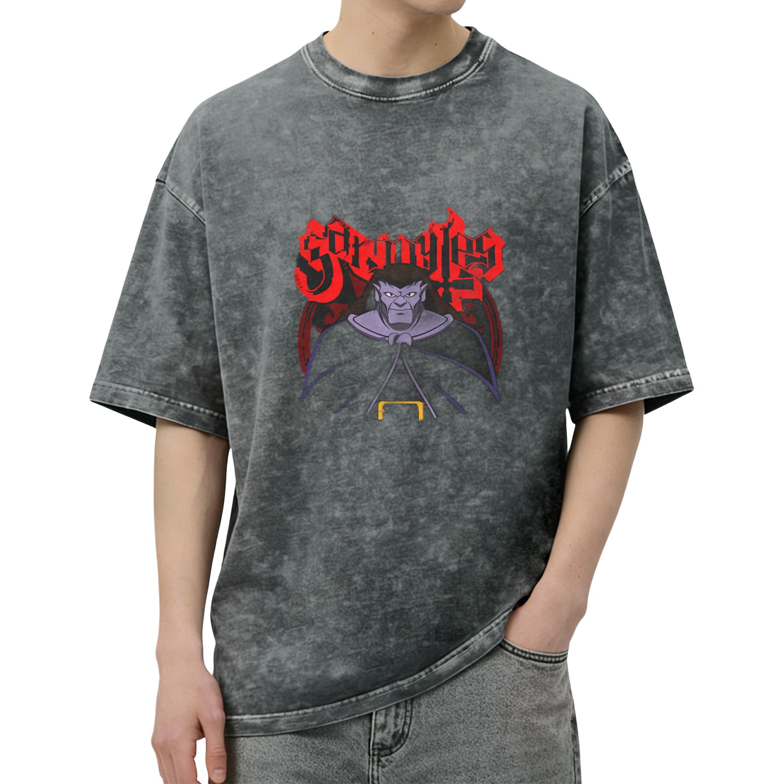 Gargoyles Stonewashed Graphic T-Shirt with Character Art