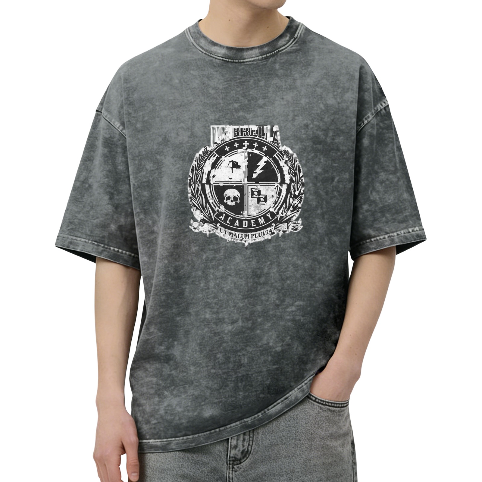 The Umbrella Academy Graphic Print Stone Wash Oversized T-shirt