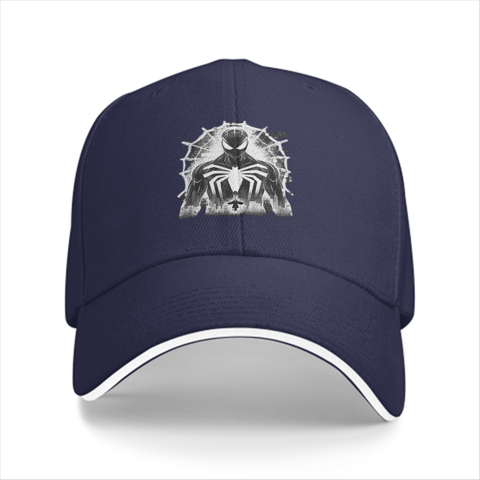 Black Symbiote Spider-Man Baseball Cap With Web Graphic