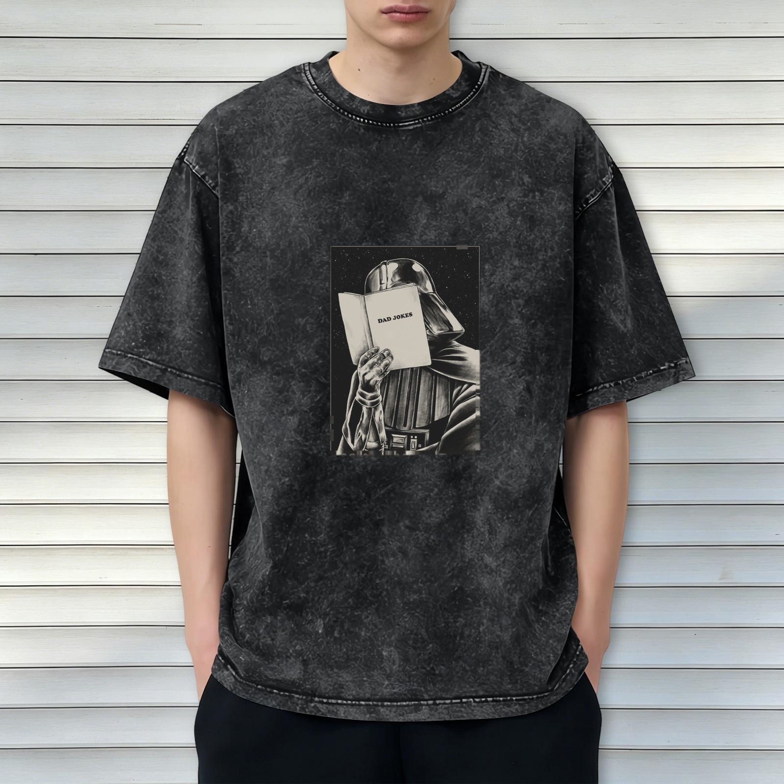 Darth Vader Reading Dad Jokes Vintage Wash T-Shirt