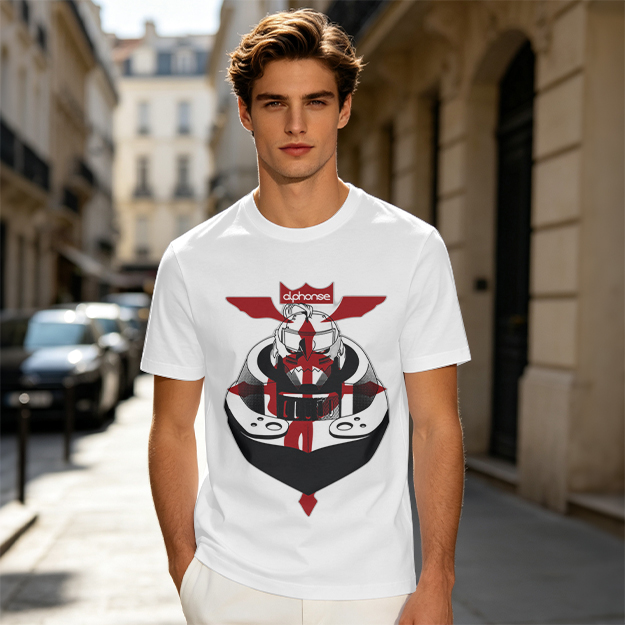 Olive T-Shirt with Knight Helmet Graphic Print