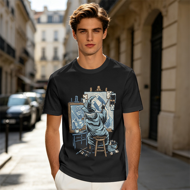 Olive T-Shirt Featuring Wizard Painting Superhero Artwork