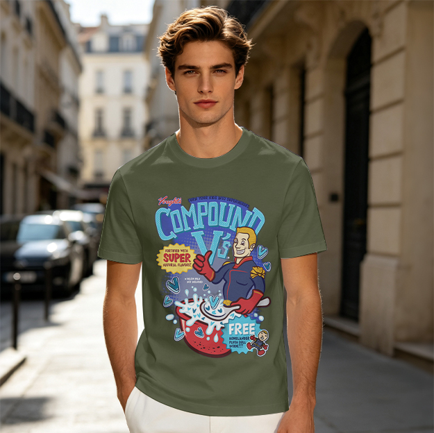 Compound V's Cereal Themed Superhero Graphic T-Shirt