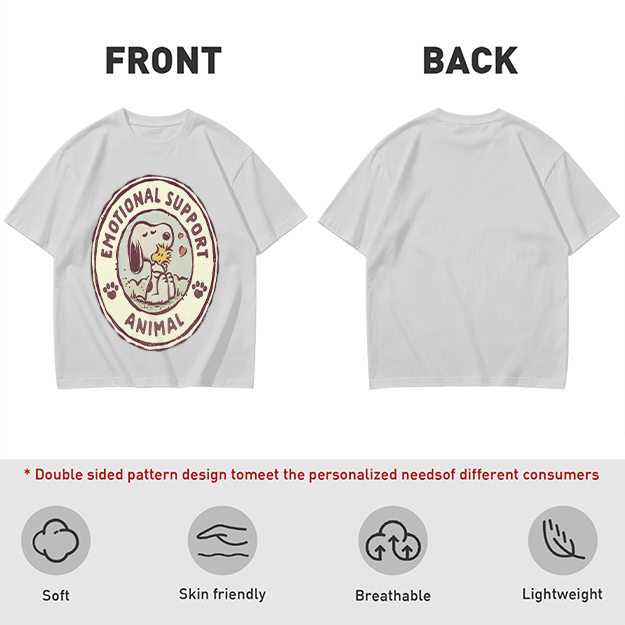 Olive Green Snoopy Emotional Support Animal Graphic T-Shirt