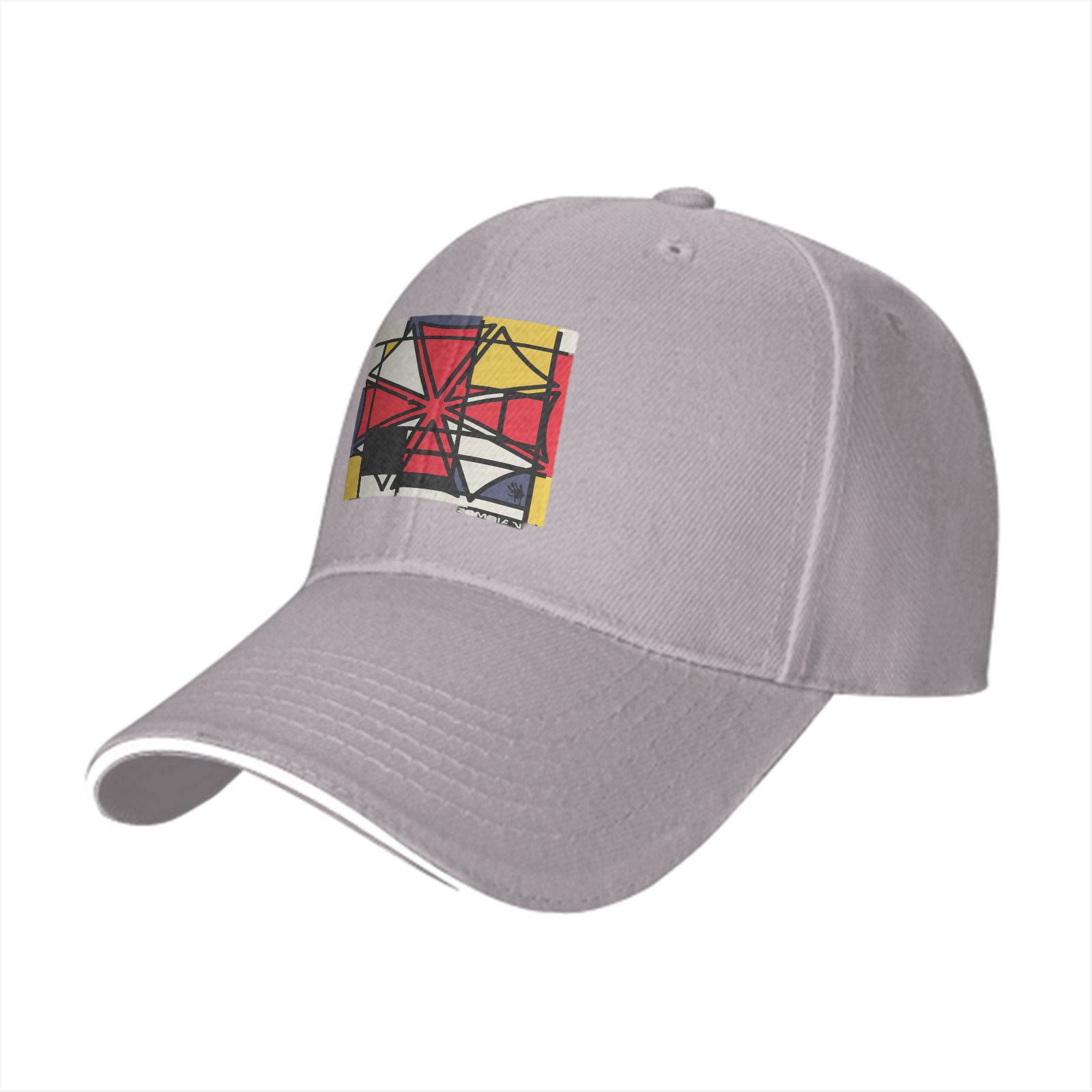 Black Baseball Cap With Abstract Geometric Art Print