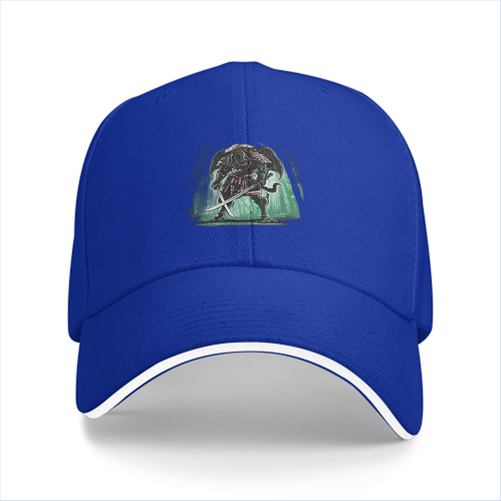 Black Baseball Cap With Samurai Cthulhu Warrior Graphic