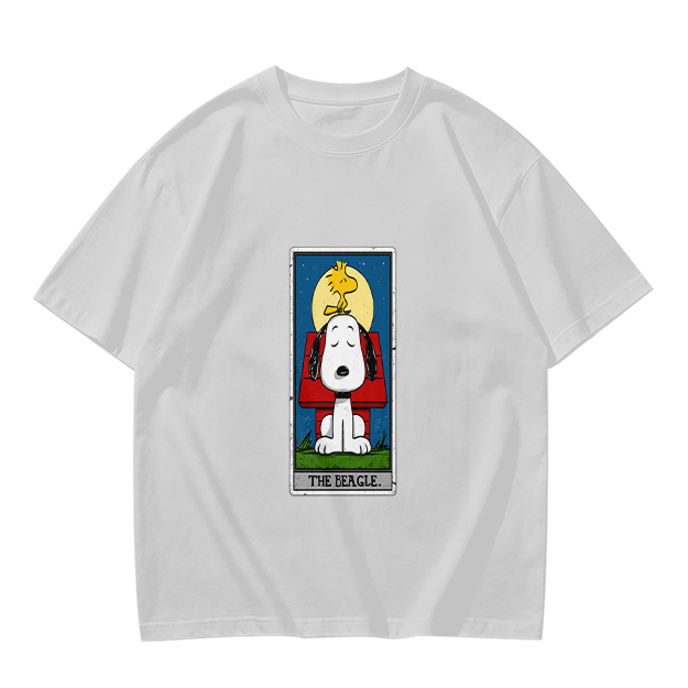 Olive T-Shirt with Snoopy The Beagle Tarot Card Graphic