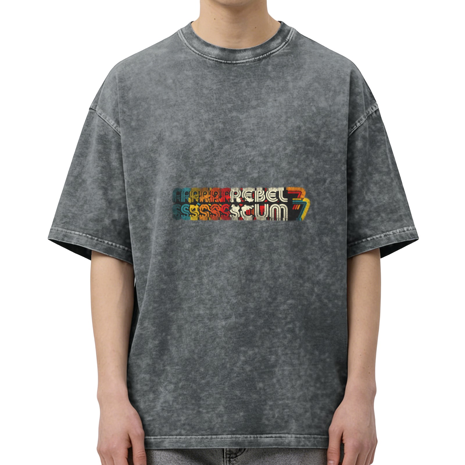 Washed Black Graphic T-Shirt With Rebel Scum Retro Print