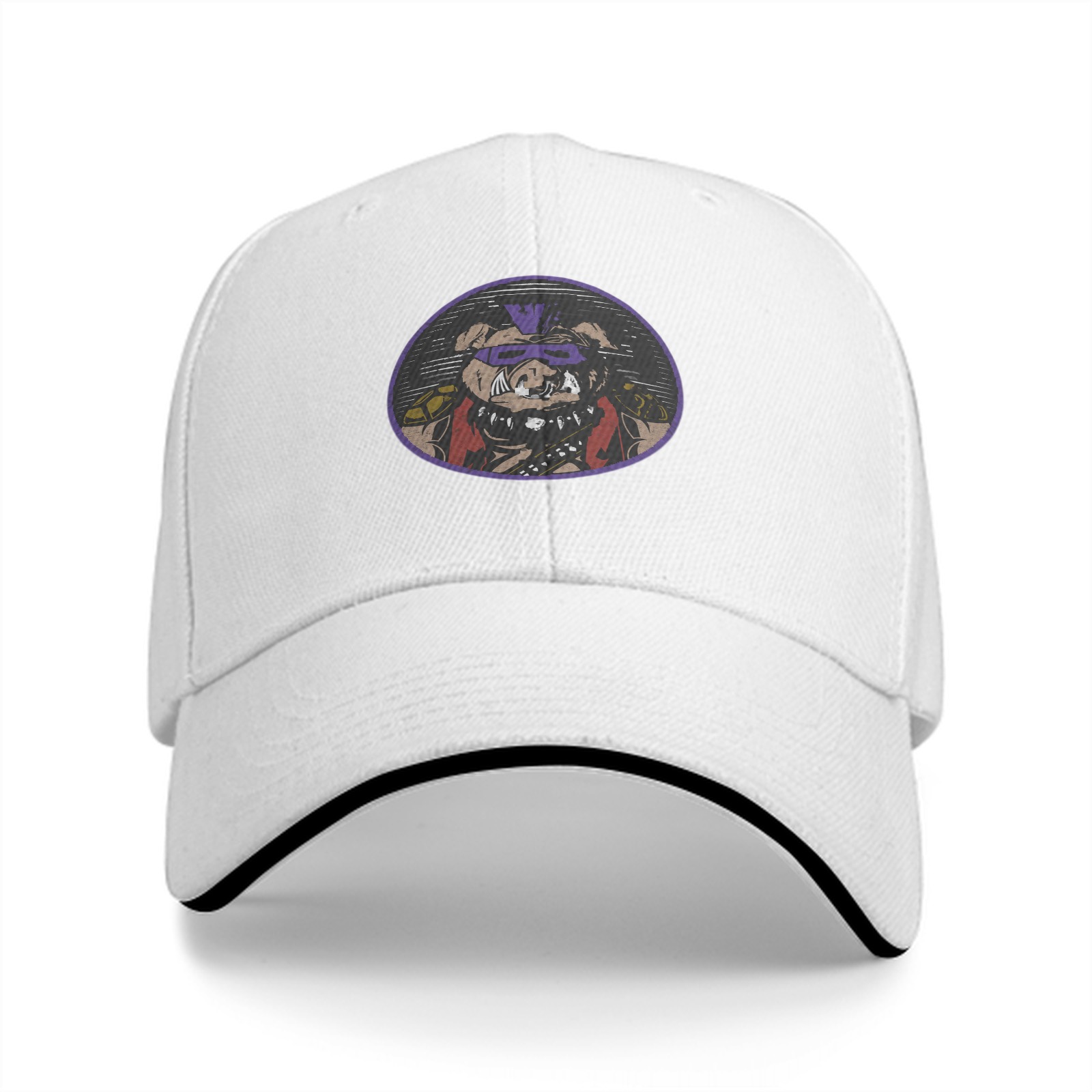 Black Baseball Cap With Bebop Villain Graphic Print