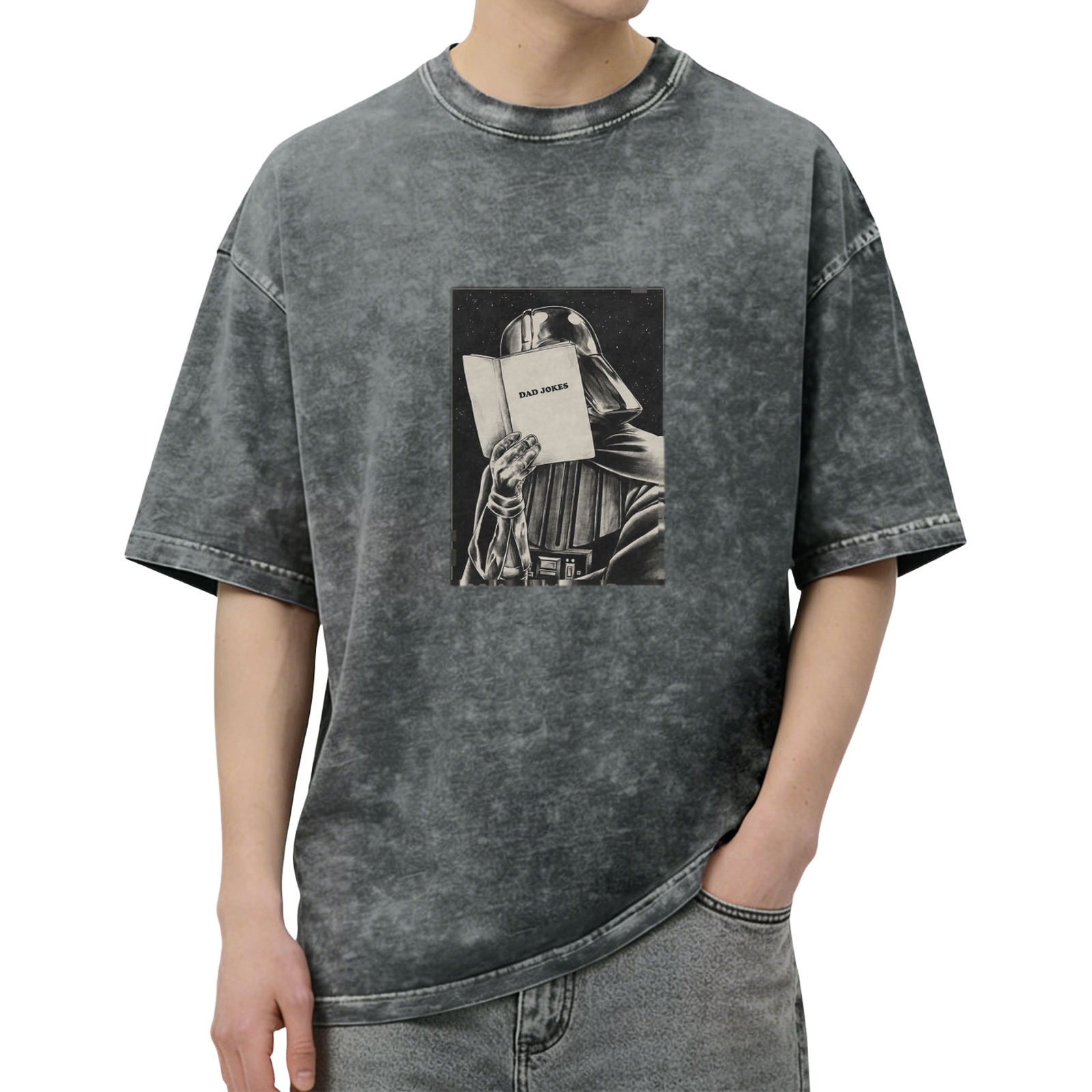 Darth Vader Reading Dad Jokes Vintage Wash T-Shirt