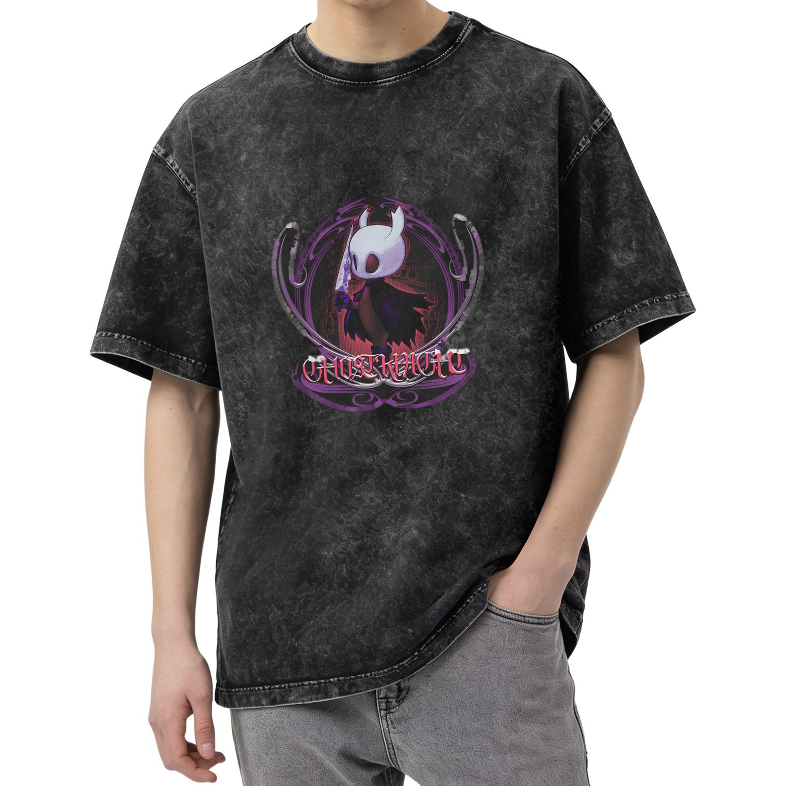 Hollow Knight Ghost Knight Graphic Dark Wash T-Shirt