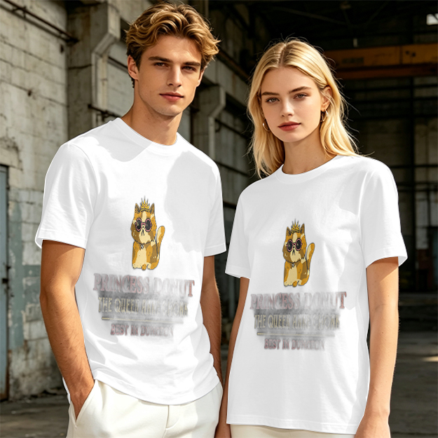 Olive T-Shirt With Princess Cat Graphic And Sunglasses