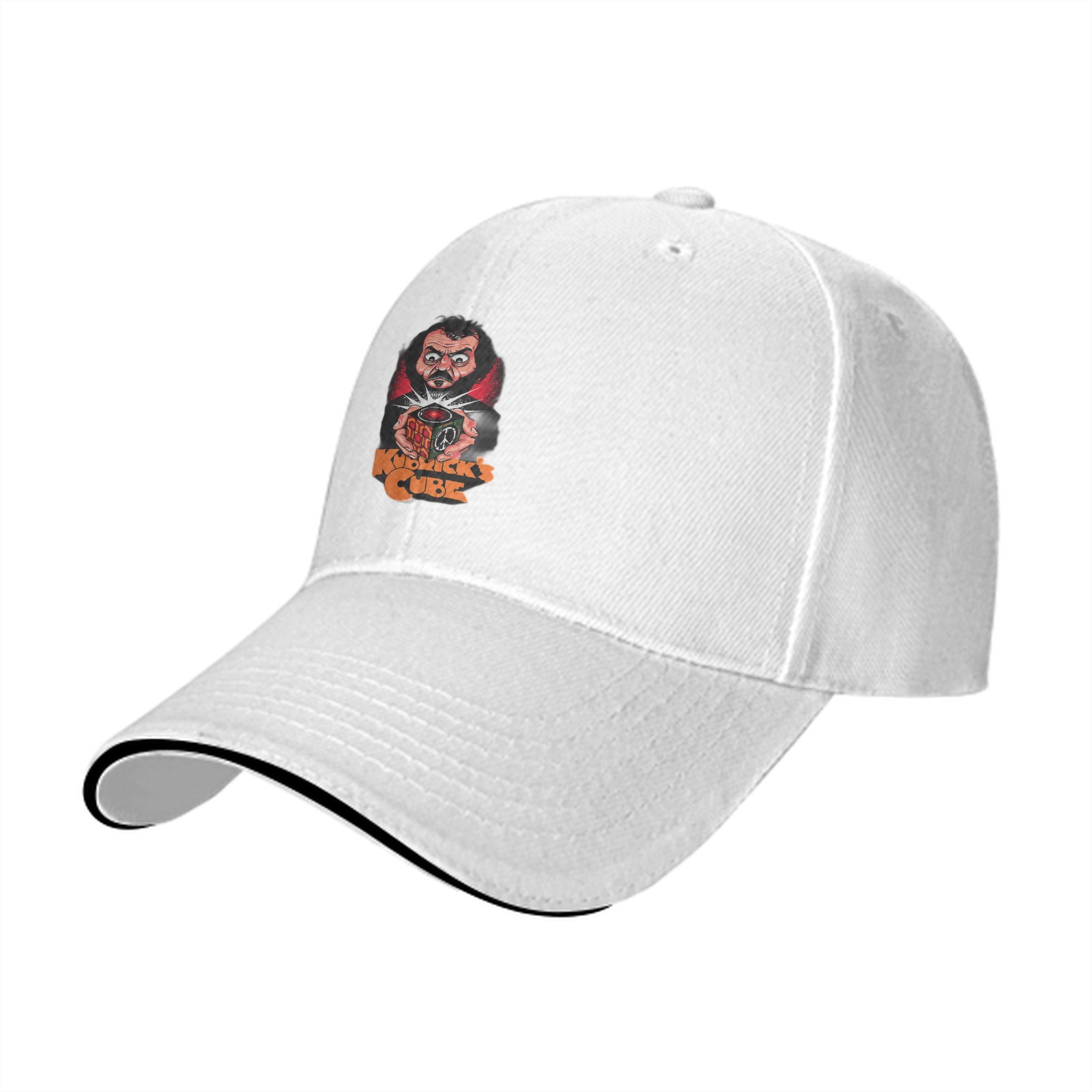 Black Baseball Cap with Kubrick's Cube Graphic Print