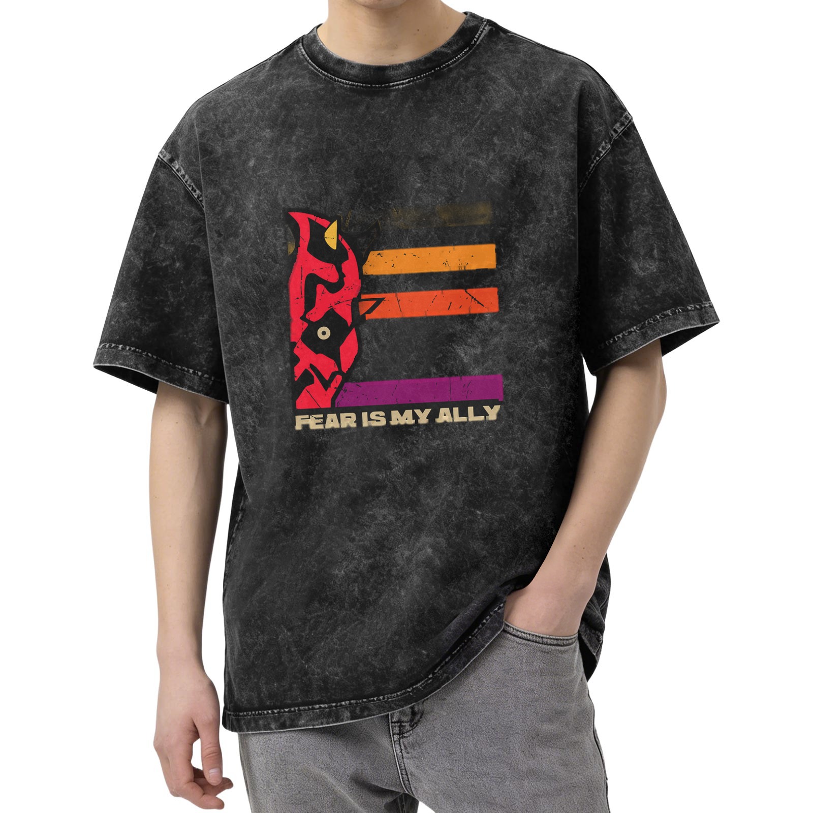 Fear Is My Ally Dark Washed Graphic T-Shirt