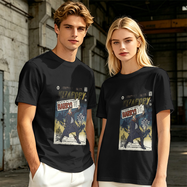 Olive T-Shirt With Wizardry Comic Style Harry Print