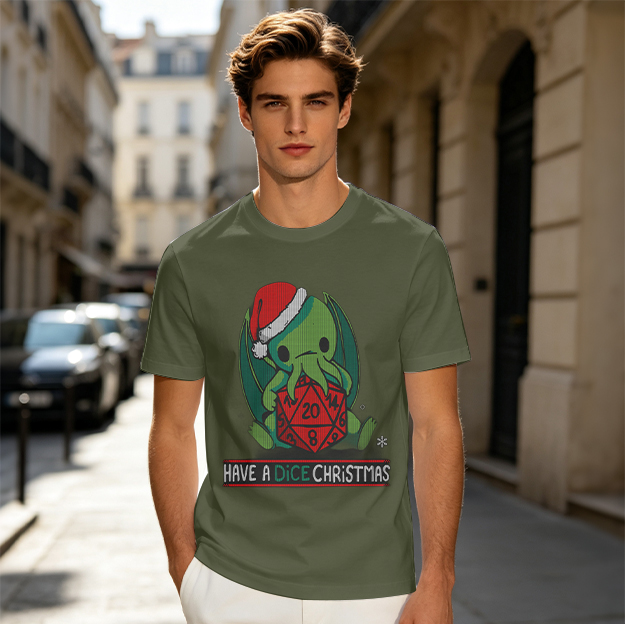Have a Dice Christmas Cute Cthulhu Santa T-Shirt