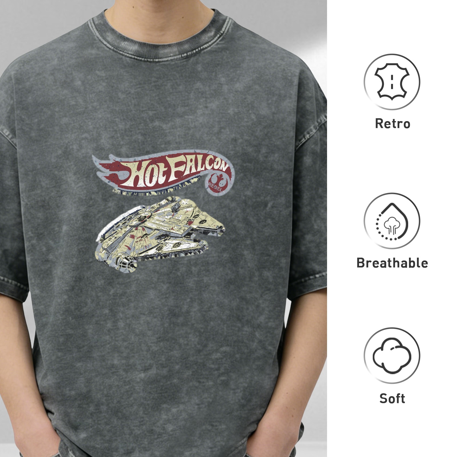 Vintage Style Hot Falcon Millennium Falcon Graphic T-Shirt