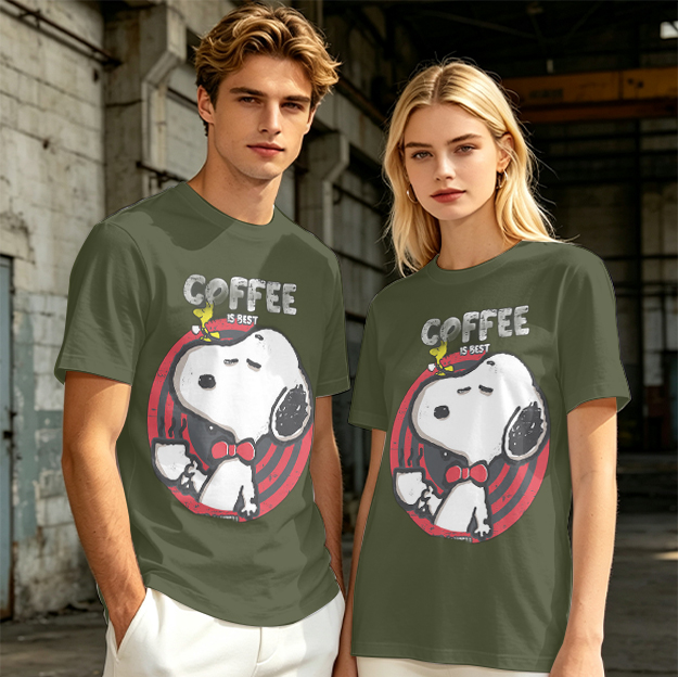 Olive Green Snoopy Coffee Is Best Graphic T-Shirt