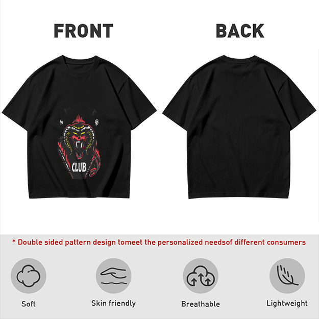 Olive Graphic T-Shirt With Demon Head And CLUB Print