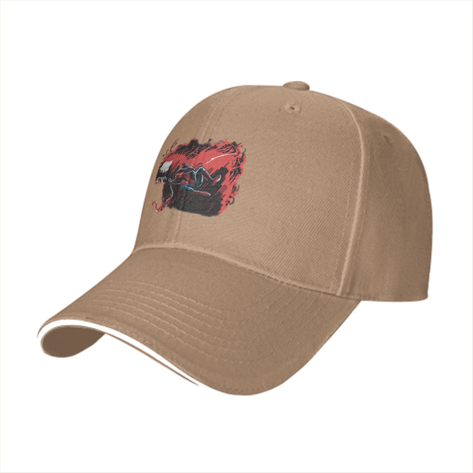 Black baseball cap with Venom and Spider-Man graphic print