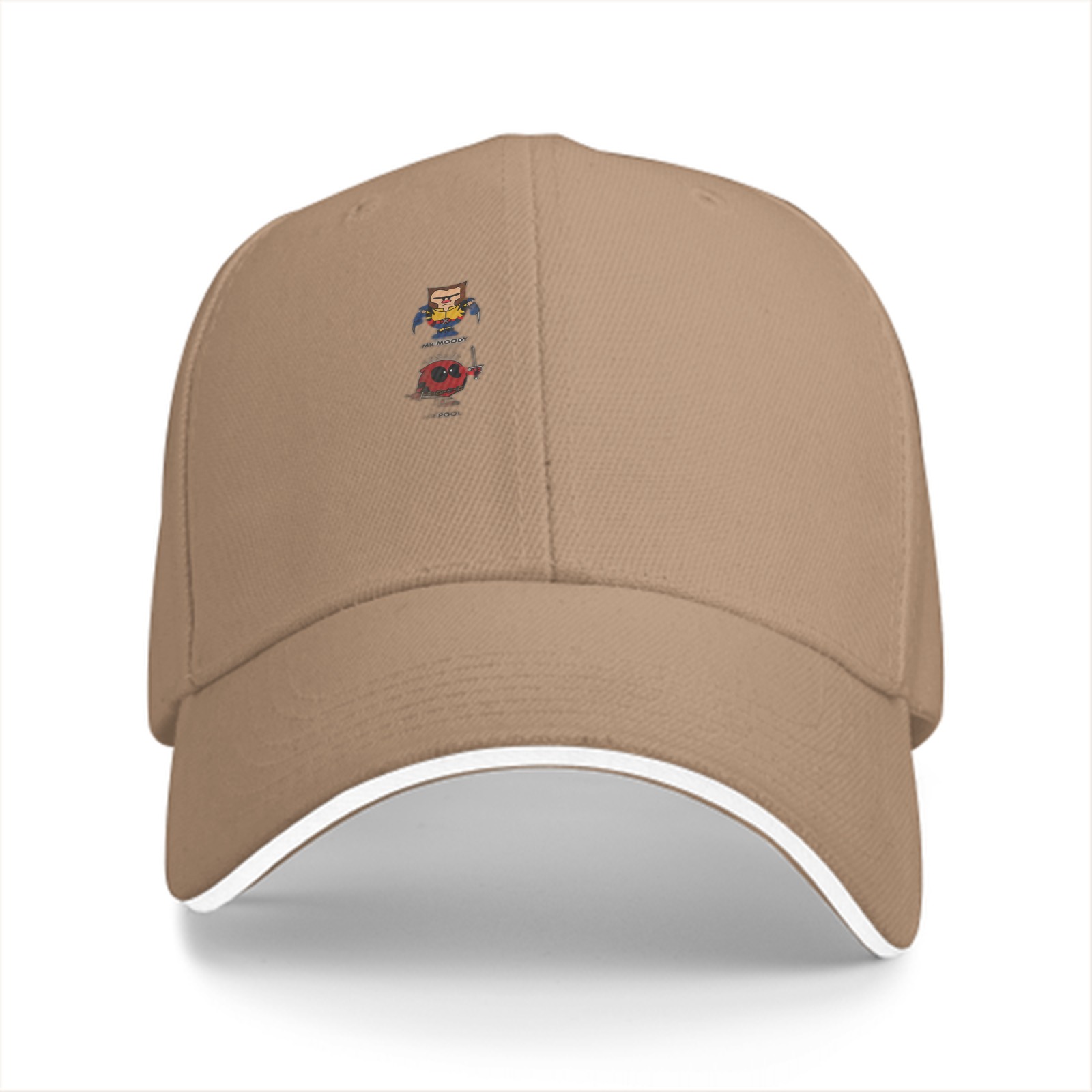 Black Baseball Cap With Small Character Graphic Print
